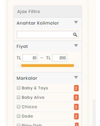 Opencart Ajax Filtre Modülü